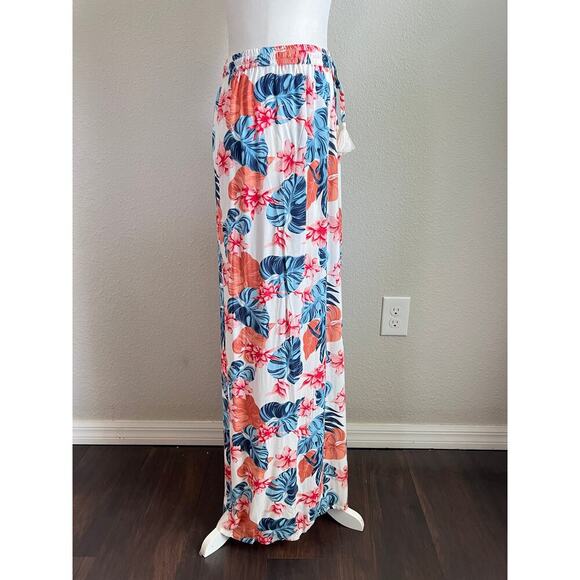 New Roxy She Cares Floral Maxi Skirt Women's S Tropical Beach Swim Hawaiian - Picture 8 of 11